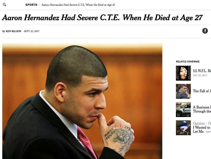 Aaron Hernandez Had Developed Severe CTE by the Time of His Death