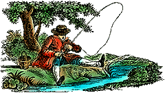 Fisherman under tree drawing.