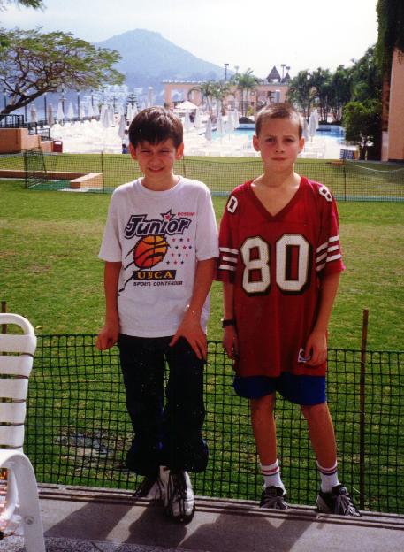 Isaac with his friend Derek