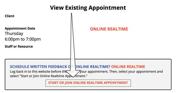 Start or join online appointment link example